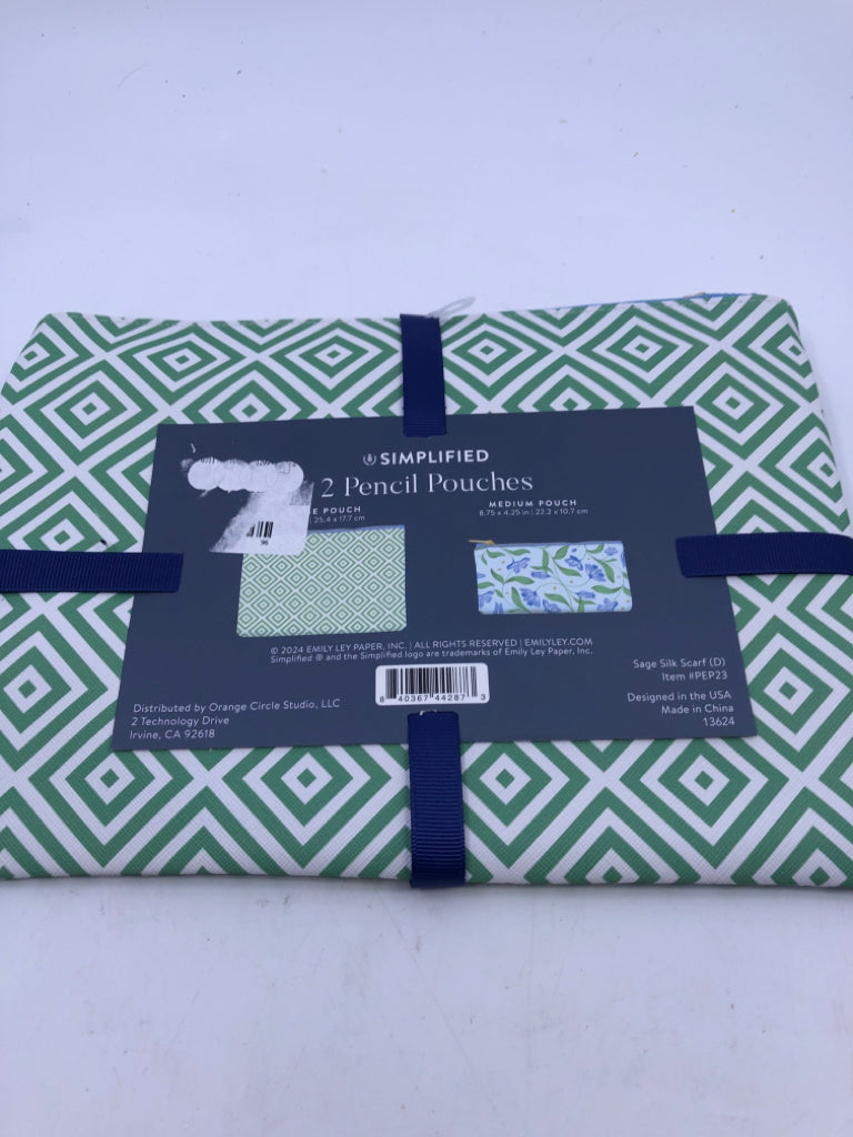 NIP 2 FAUX LEATHER PENCIL POUCHES.