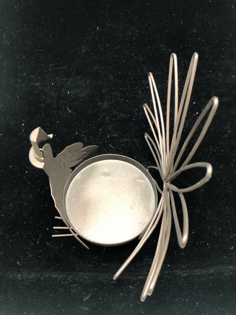 BROWN METAL TURKEY CANDLE HOLDER.