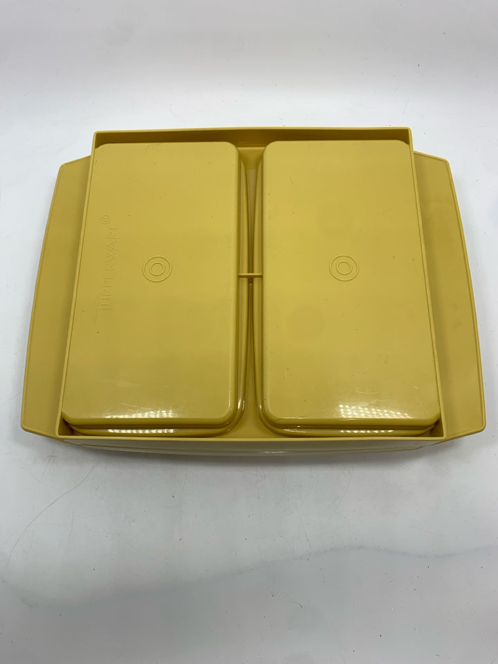VTG YELLOW EGG CARRIER W/EGG INSERTS.