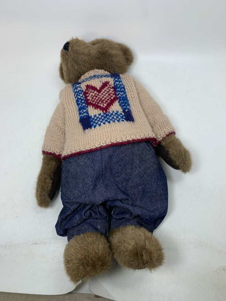 HEART SWEATER W/ OVERALLS DARK BROWN BOYDS BEAR.