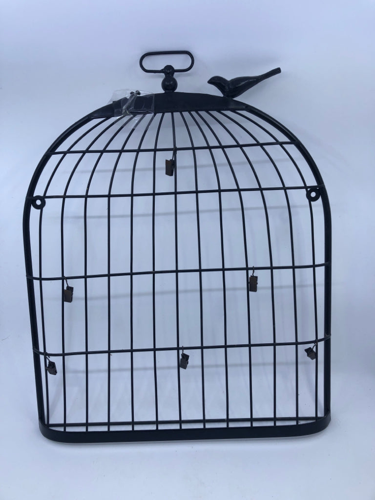METAL BIRDCAGE WALL HANGING W/CLIPS.
