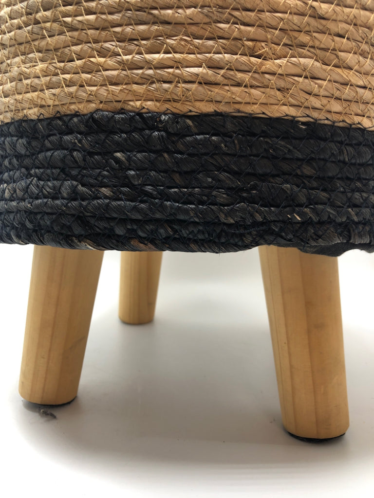 2 TONED CIRCULAR WOVEN STOOL.