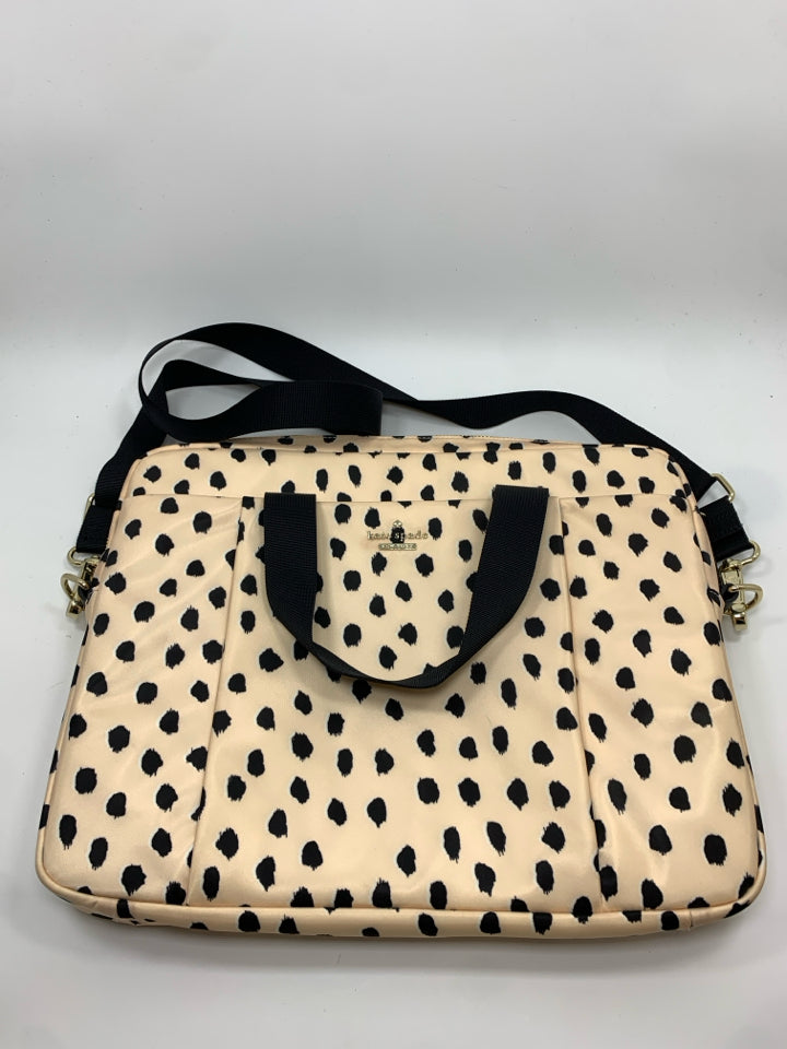 KATE SPADE CREAM BLACK POLKA DOT LAPTOP BAG.