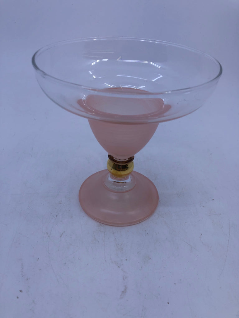 6 VTG COLORFUL SHORT COCKTAIL GLASSES-PINK, YELLOW, BLUE.