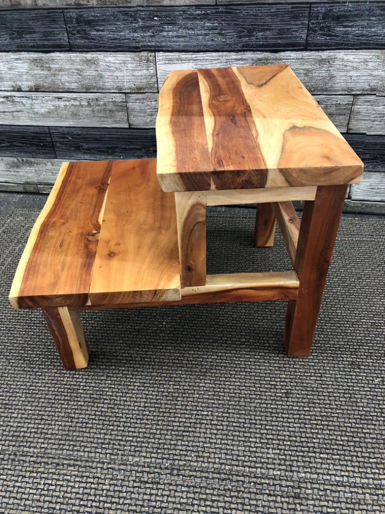 SOLID WOOD 2-STEP STAIRS.