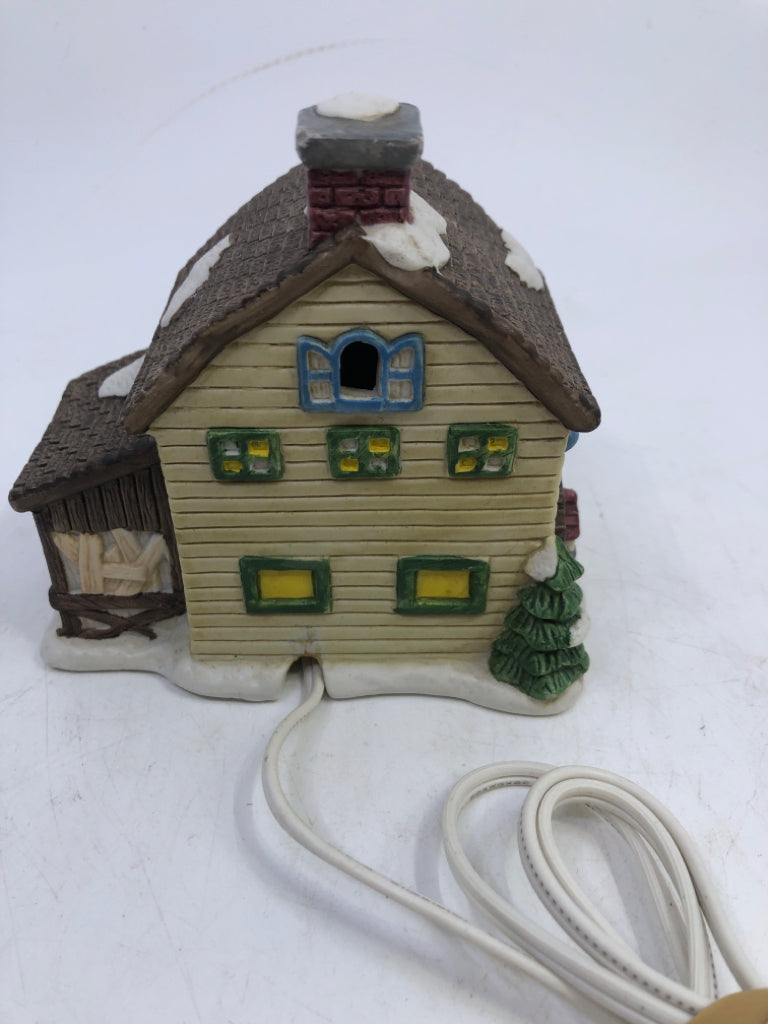 CERAMIC VILLAGE HOME "STABLE" W/ ANIMALS.