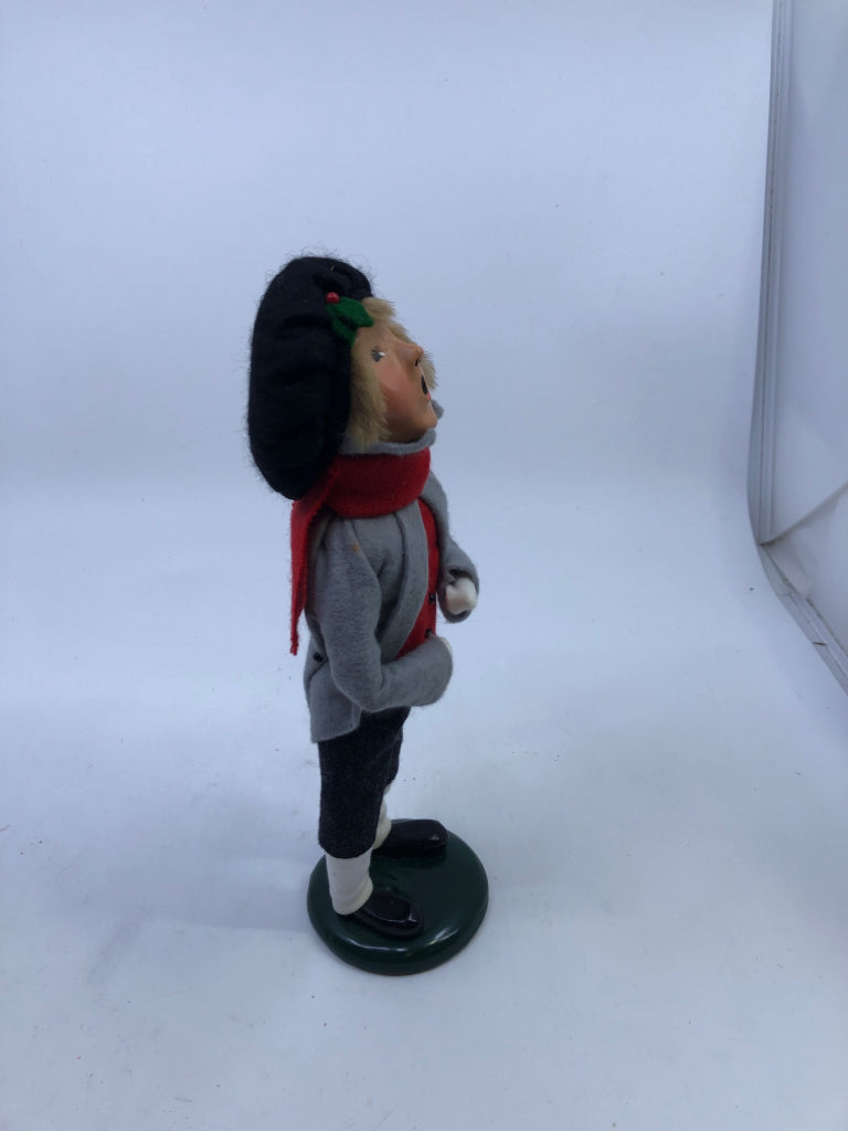 BYERS' CHOICE BOY W RED SCARF CAROLER-1992.