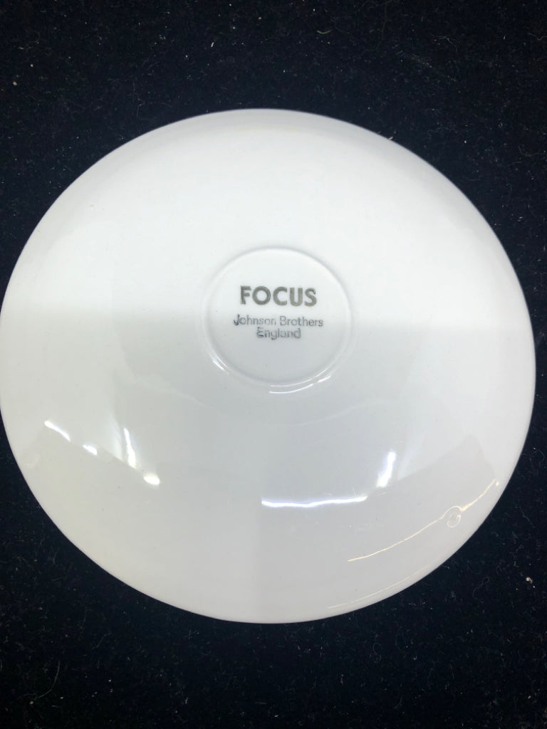 9 PC TEA POT + 4 CUP/SAUCERS -FOCUS PATTERN.