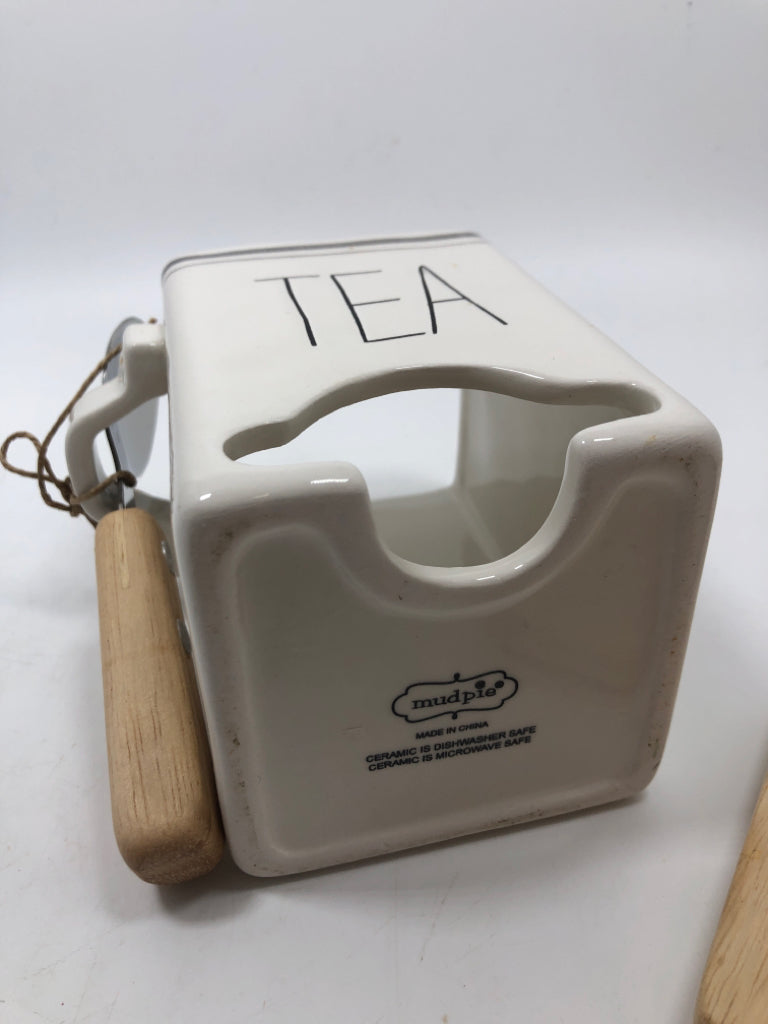 "TEA" CANISTER W/SPOON.