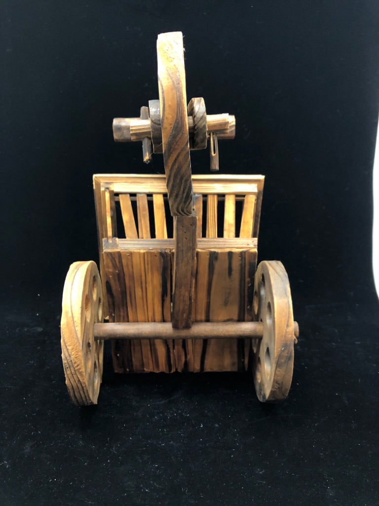WOODEN TRICYCLE DECOR W/BASKET.