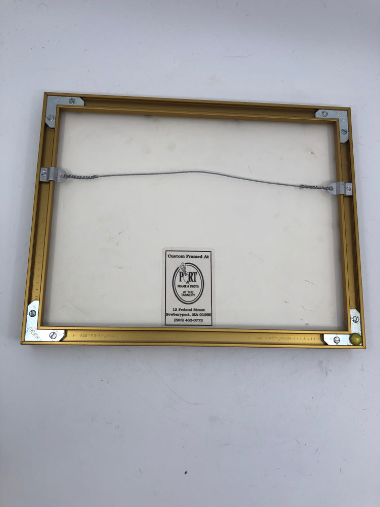 GOLD FRAME W/ MAROON BACKGROUND ABSTRACT DESIGN WALL ART.