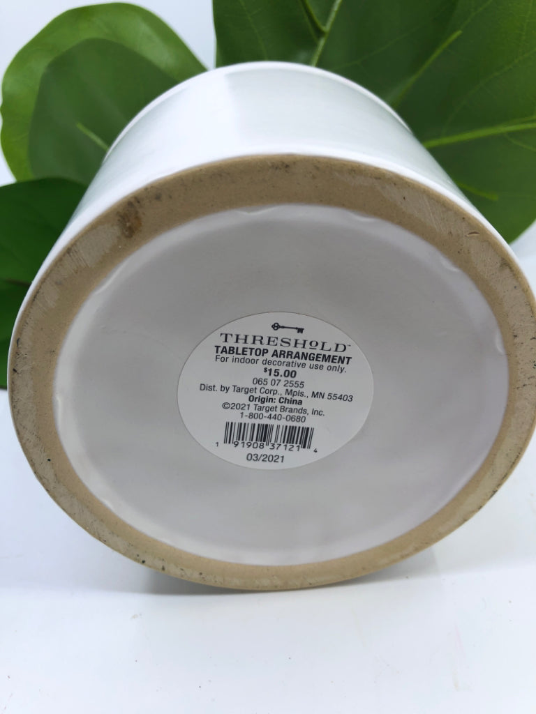 WHITE PLANTER W/ FAUX TREE.