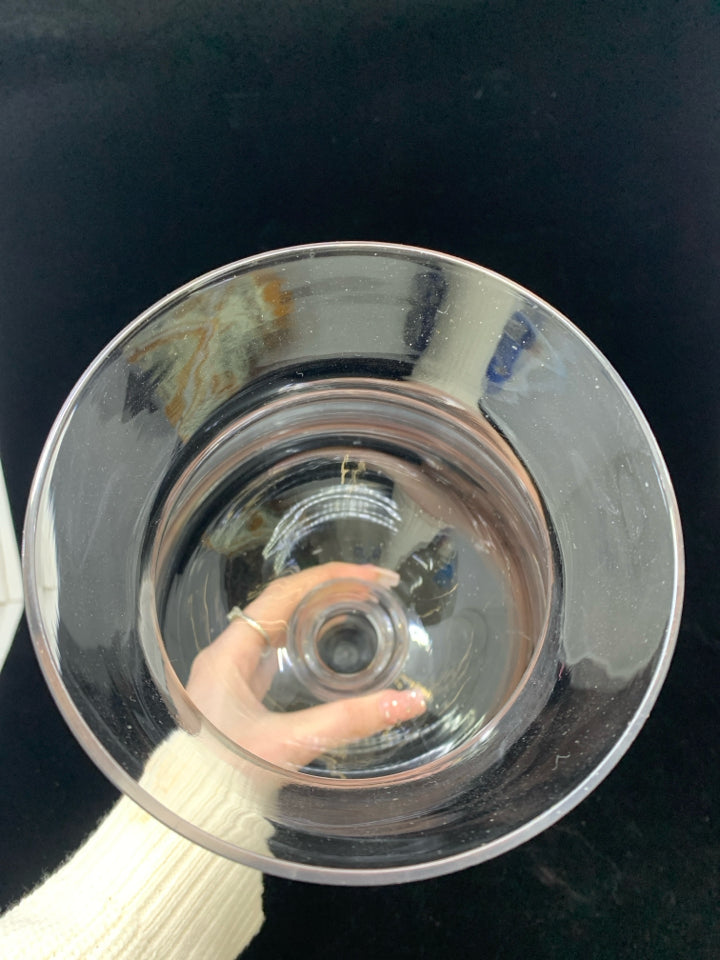 TALL CLEAR GLASS HURRICANE CANDLE HOLDER.