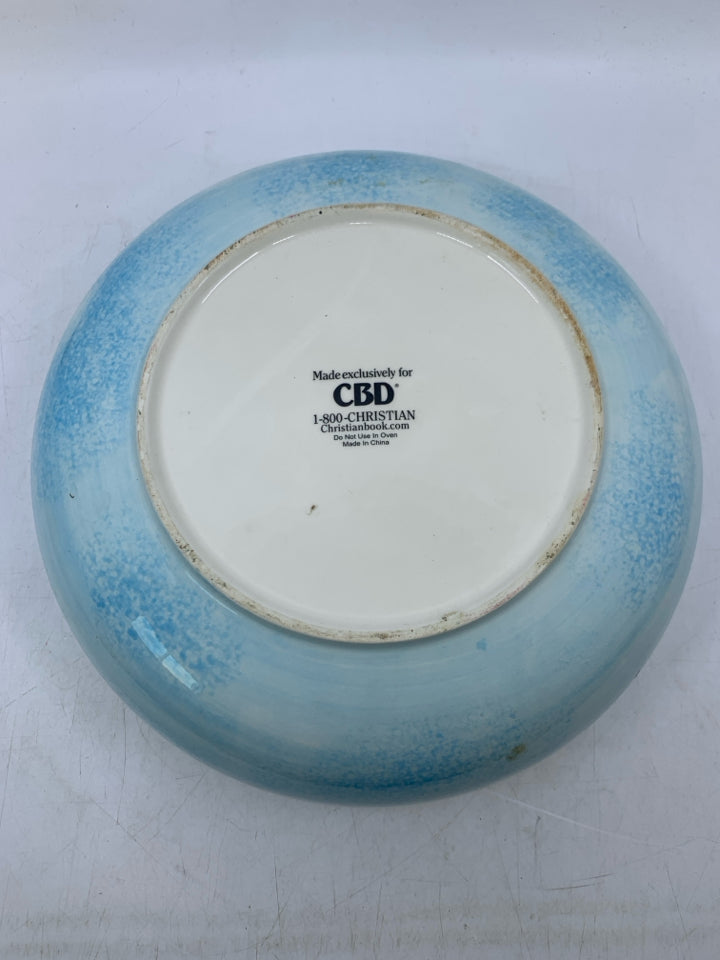 LIGHT BLUE SPONGE W/ ASSORTED FRUITS SERVING BOWL.