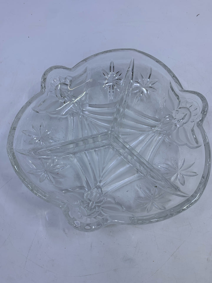 CRYSTAL DIVIDED RELISH DISH "ANGELS OF PEACE".