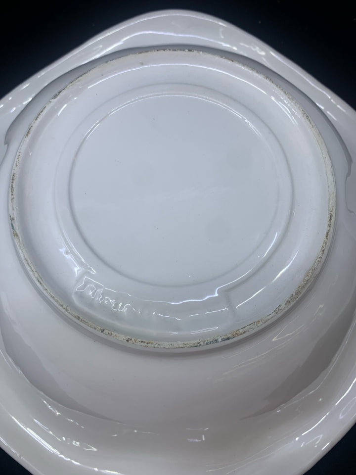 EMBOSSED FLORAL AND VINES WAVY EDGE BOWL.