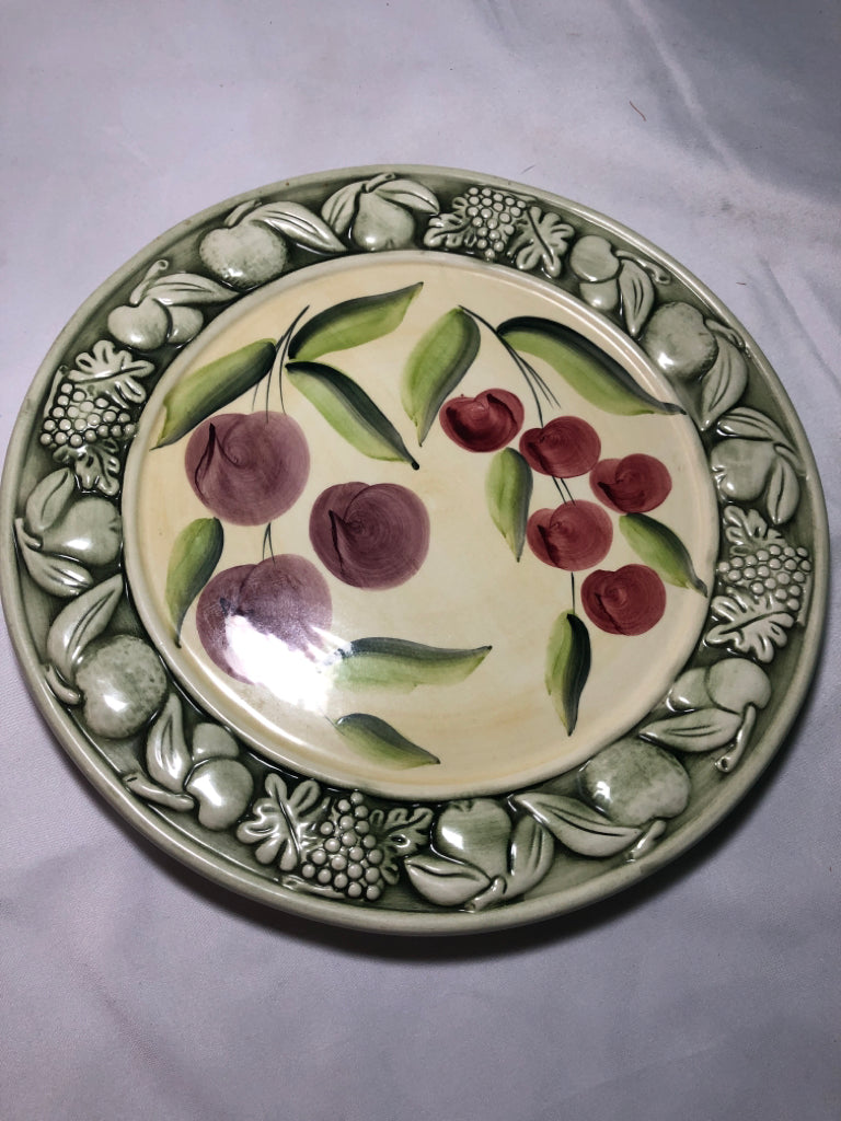 EMBOSSED FRUIT, PAINTED CHERRIES BLUEBERRIES SERVER.