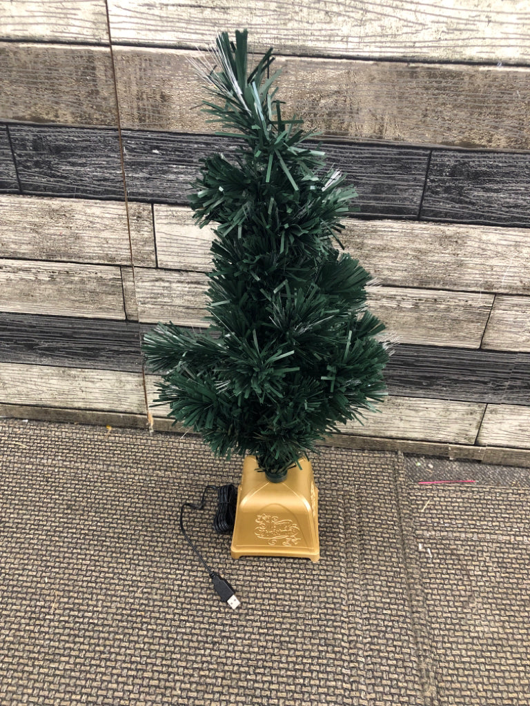 SMALL GREEN LIGHT UP CHRISTMAS TREE.