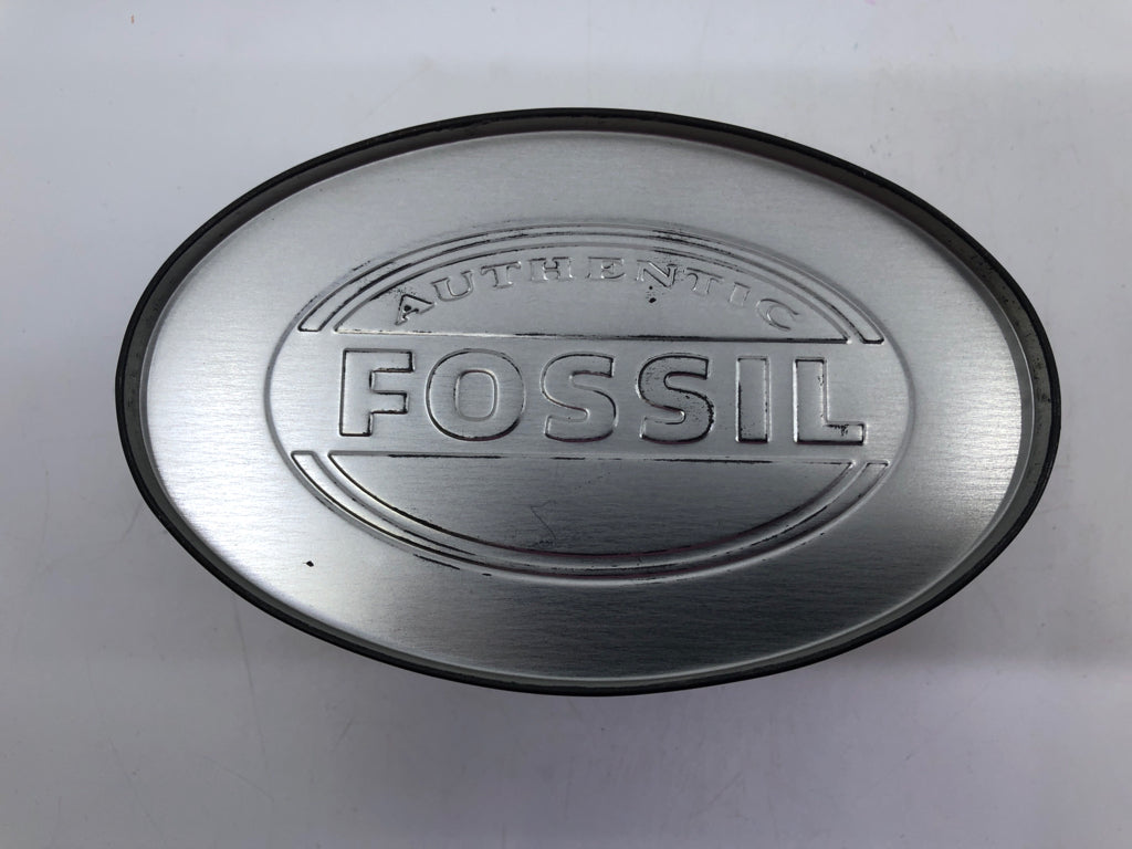 SMALL FOSSIL AIRPLANE DESK CLOCK- IN TIN.