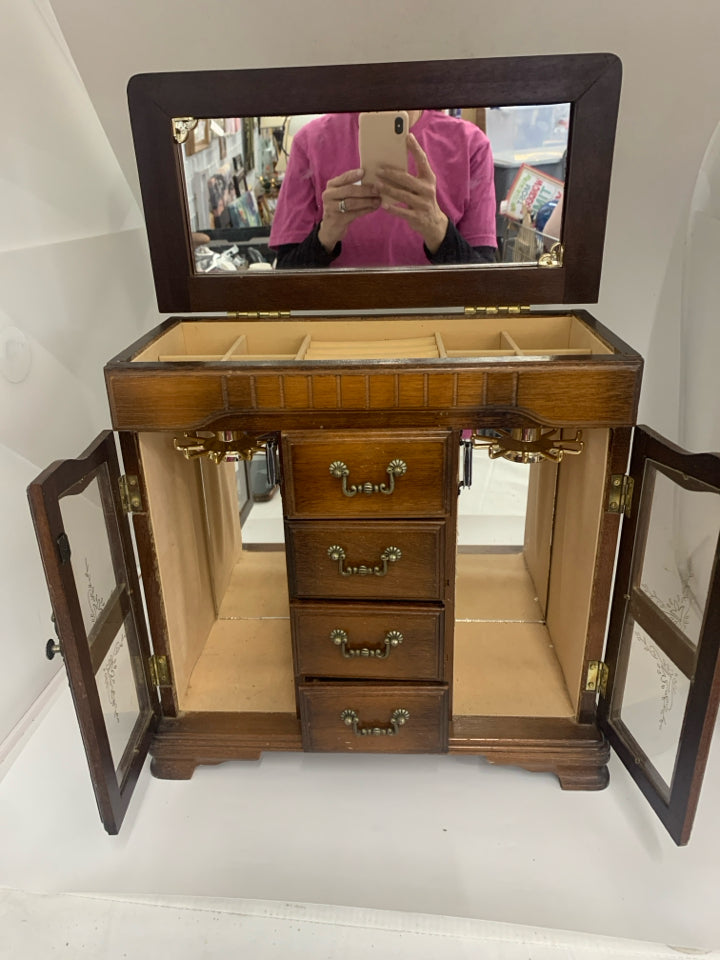 DARK WOOD JEWELRY/MUSIC BOX.