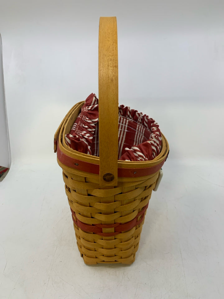 LONGABERGER CHRISTMAS COLLECTION GLAD TIDINGS BASKET 1998 EDITION W/ LINER, INSE