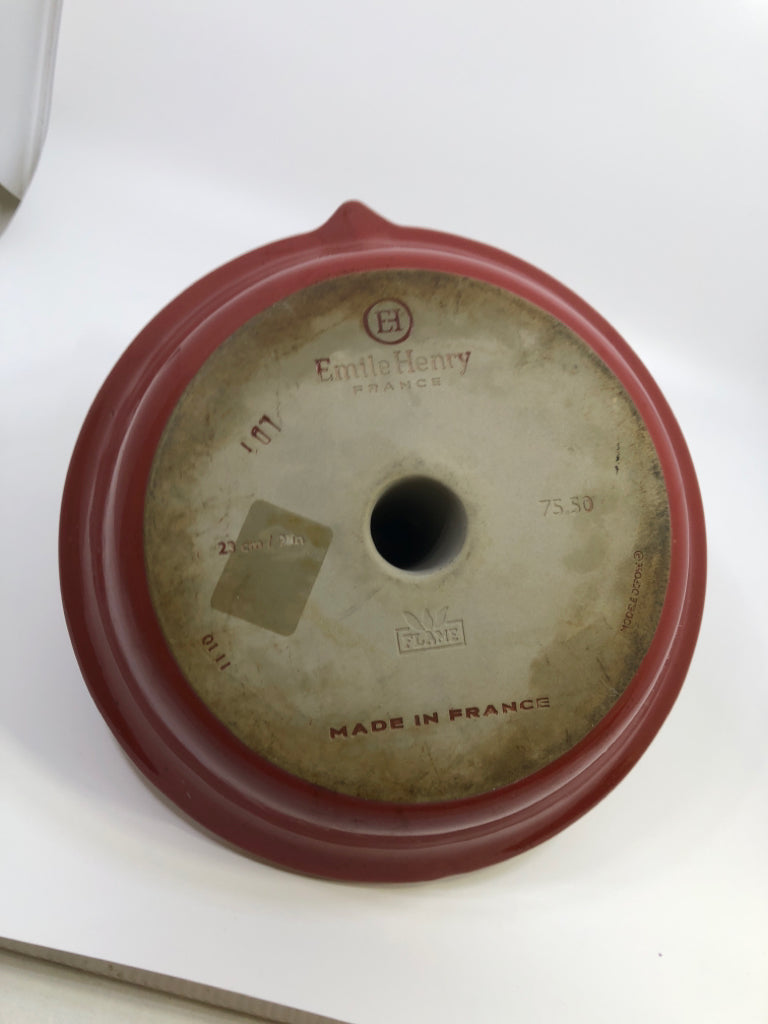 RED CERAMIC CHICKEN ROASTER EMILE HENRY.