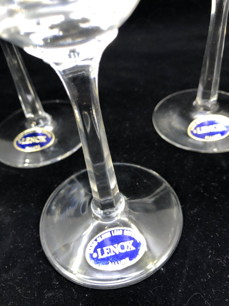 4 LENOX WINE GLASSES.