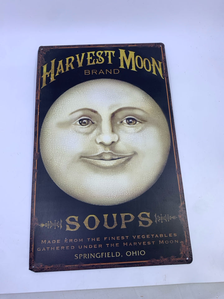 METAL HARVEST MOON SOUPS SIGN.
