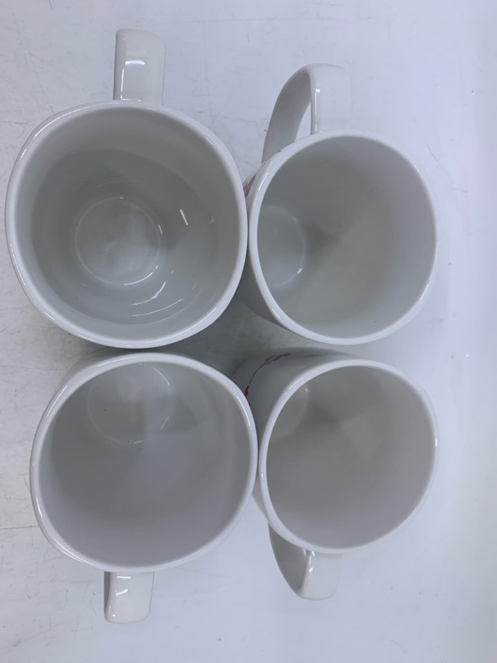 4 WHITE CHERRY BLOSSOM MUGS.