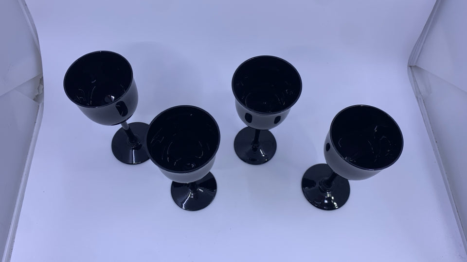 4 BLACK ROSE GLASSES.
