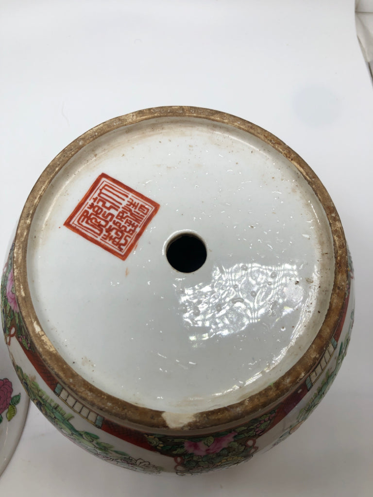 BIRDS AND FLOWERS EMBOSSED PLANTER W/DRIP TRAY.