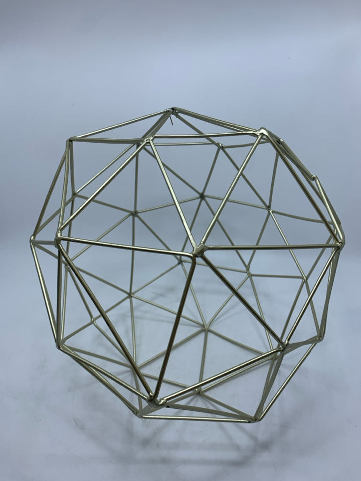 GOLD PAINTED GEOMETRIC SPHERE.