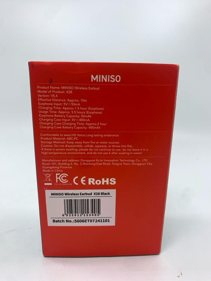 NIB MINISO WIRELESS EARBUDS.