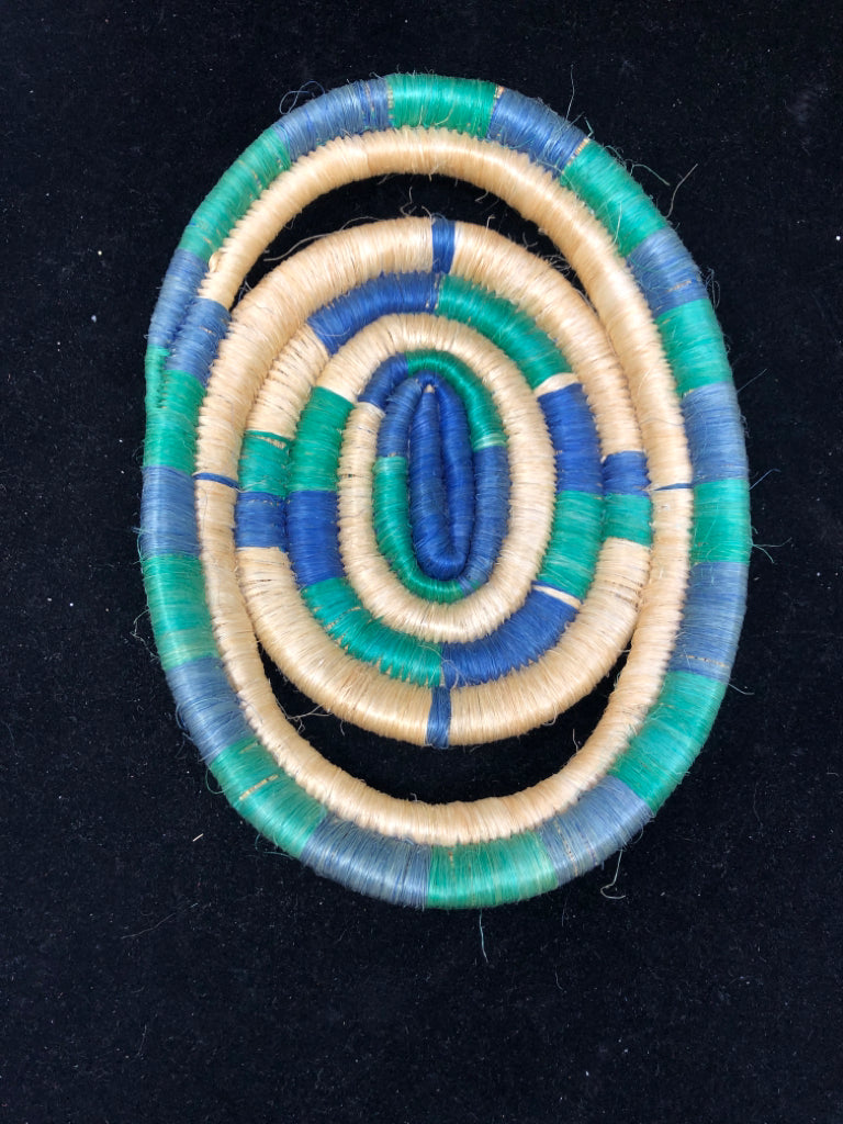 BLUE AND GREEN OVAL TRAY.