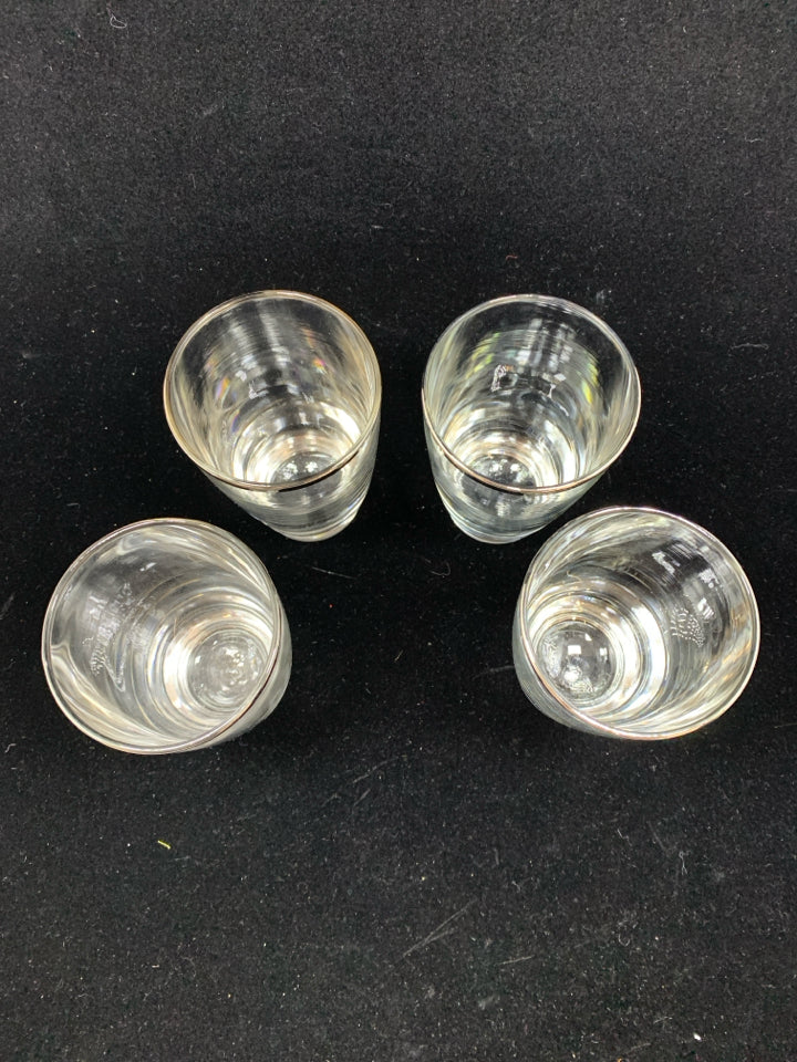 4PC VTG TUMBLERS W/SILVER RIM.
