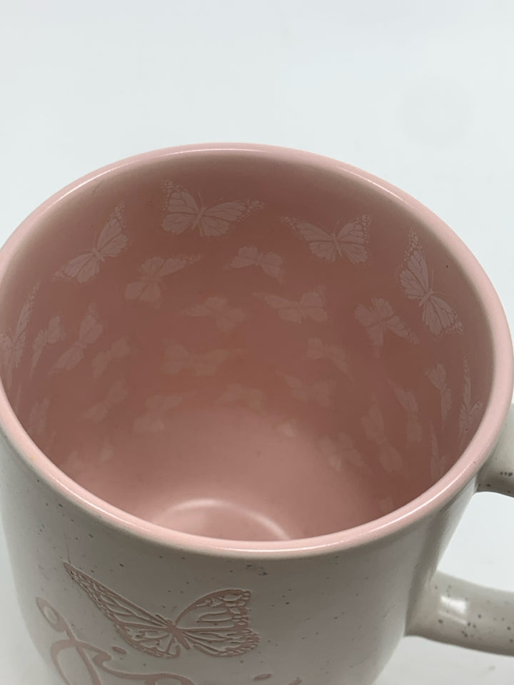 GIGI PINK BUTTERFLY MUG.
