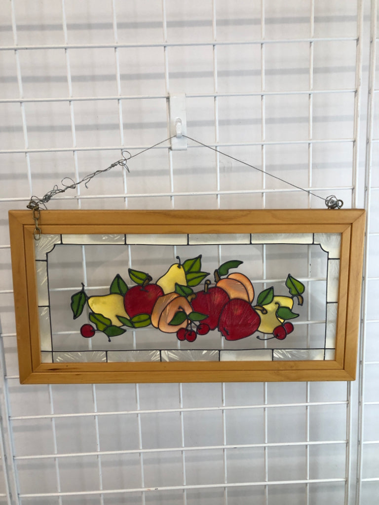 APPLE STAINED GLASS STYLE FRAMED WALL ART.