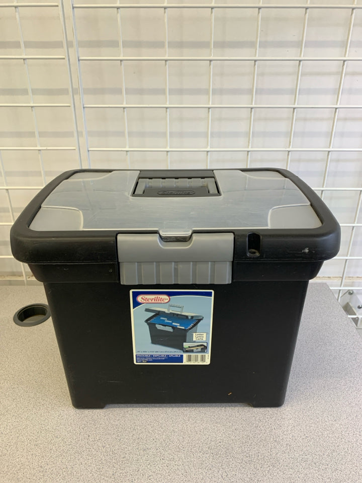 STERILITE BLACK PLASTIC FILE STORAGE BOX.