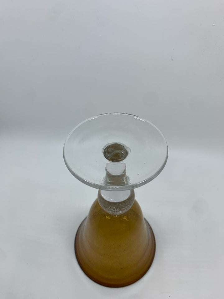 6 PC AMBER GLASS GOBLET SET.