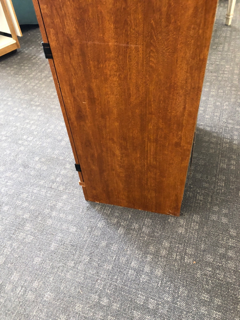 ARMOIRE DESK W OPEN SHELVES, PULL OUT KEYBOARD- LOCKS.