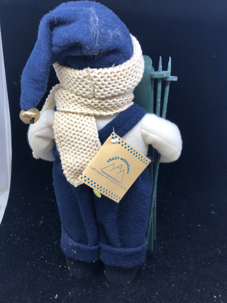 PLUSH SNOWMAN W SKIS AND CALENDAR.