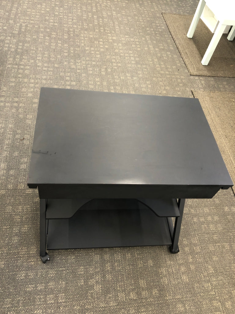 SM MATTE BLACK DESK ON WHEELS.