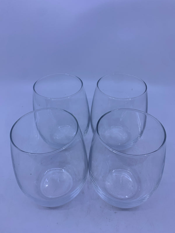 4PC CLEAR ROUND BOTTOM GLASSES.