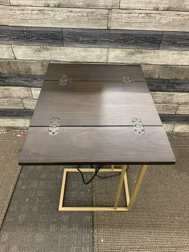 MODERN END TABLE W/FLIP OVER TOP.