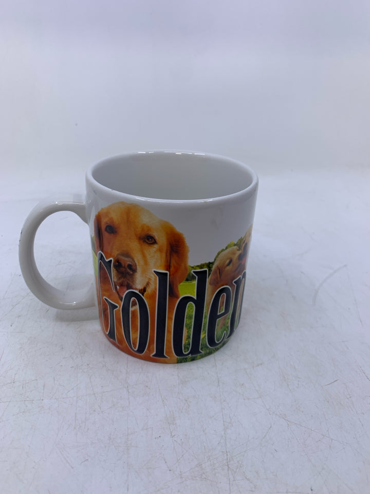 EMBOSSED GOLDEN RETRIEVER WORDS W/ PRINTED DOGS.