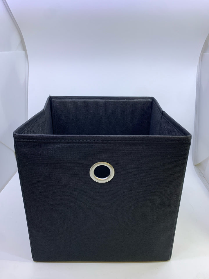 BLACK CANVAS FABRIC STORAGE BIN.