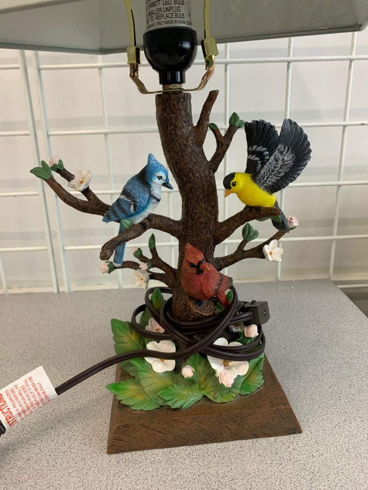 BIRD THEMED LAMP W/BRANCH SHADE.