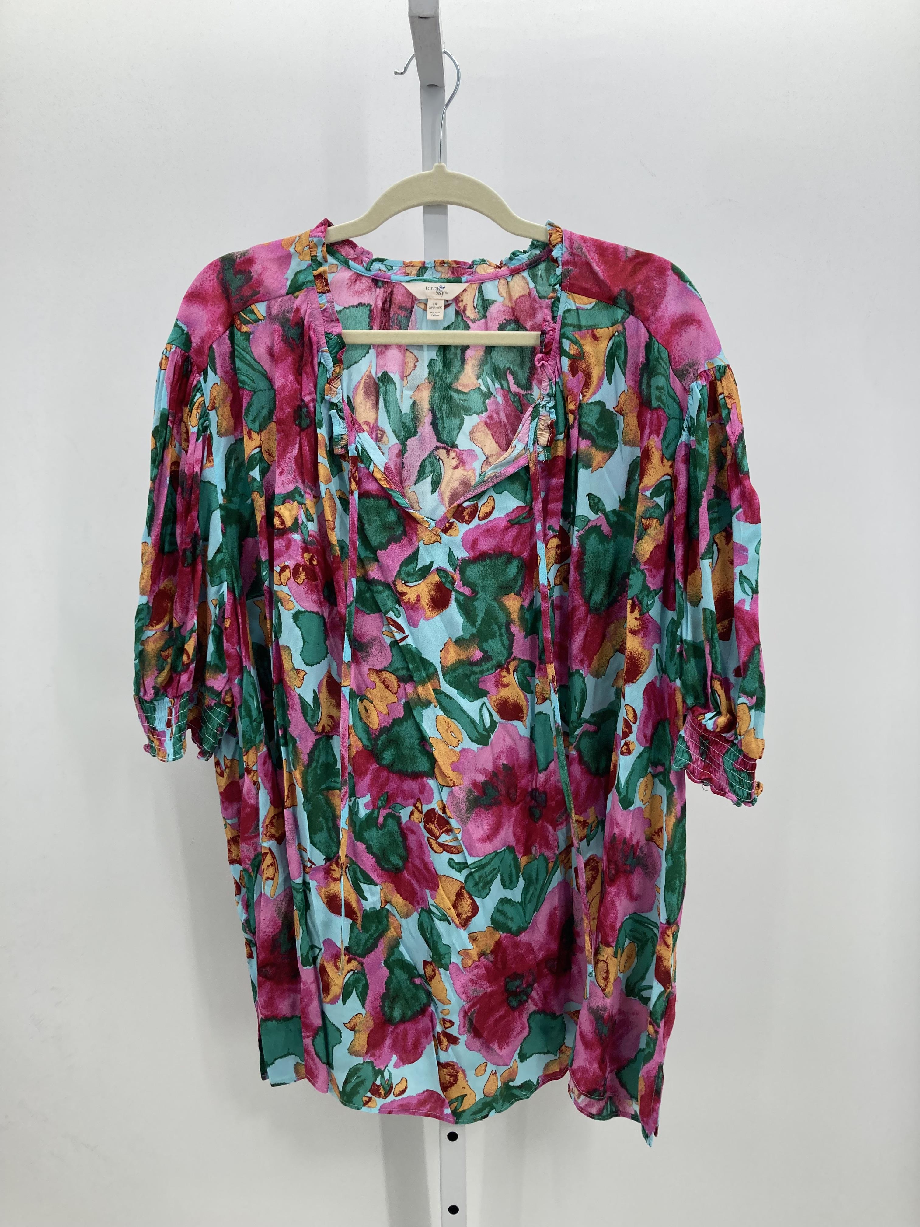 Terra & Sky Size 4X Womens Short Sleeve Shirt
