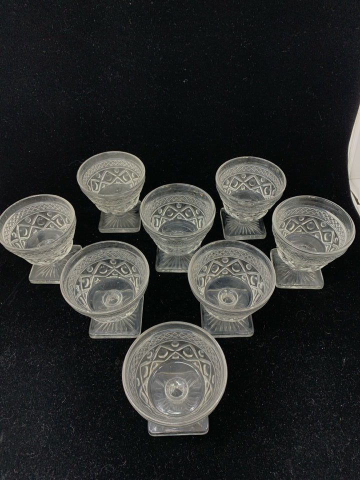 8PC CUT VTG GLASS FOOTED DESSERT CUPS.