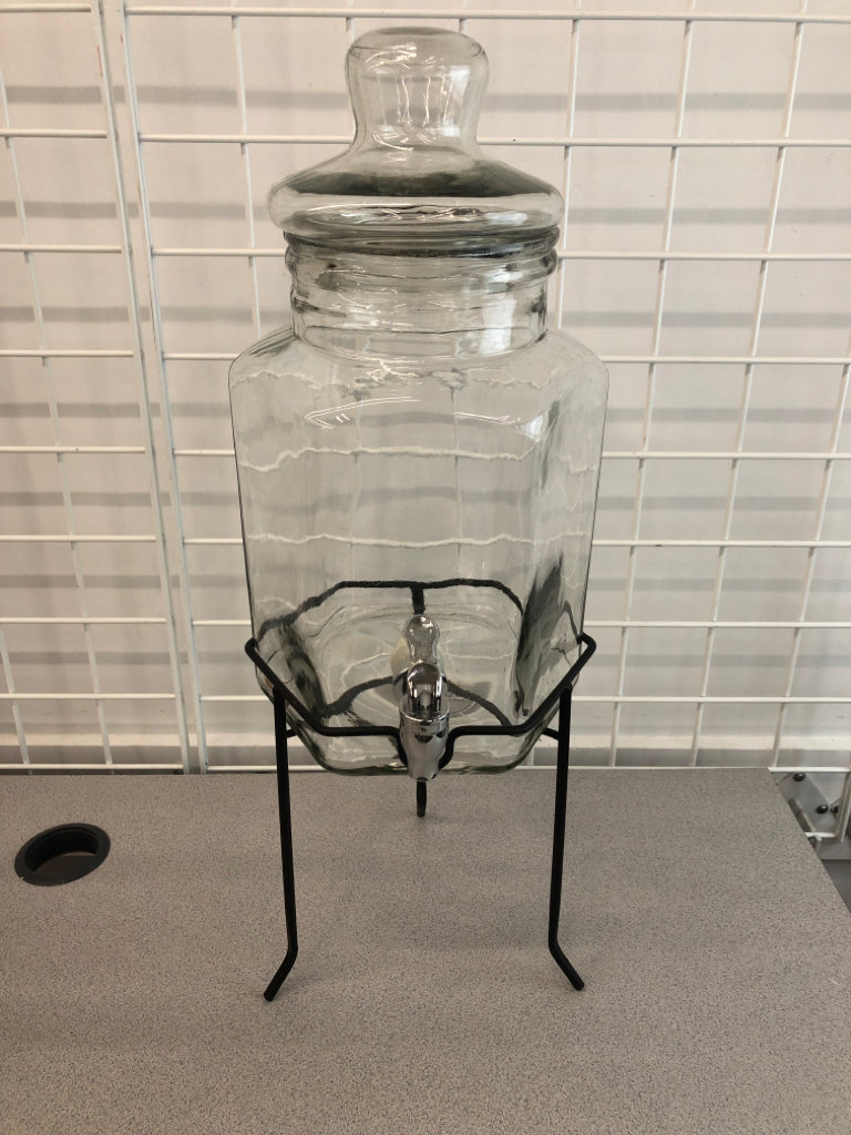 GLASS BEVERAGE DISPENSER W/STAND.
